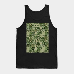 Jungle Rainforest  - Retro Geometric Wobbly Square Grid Pattern Tank Top